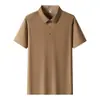 Camisa POLO Masculina Verão Primavera Seda Gelada Sem Costura Sensação Fresca Casual Business Simples Cor Sólida Manga Curta Absorvente de Suor Proteção Solar Respirável Top