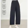 Cinco Gansos Brancos 2656 Calça Ligeiramente Casual com Cintura Elástica, Novo Estilo Outono, Cintura Alta, Emagrecedora, Anti-Rugas, Calça Versátil de Nove Pontos com Curva