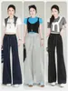 Pantalones Acampanados con Cordón de Mezcla de Algodón y Spandex Feng y Lan para Mujer, Nuevos Pantalones Largos Casuales Transpirables de Corte Ajustado para Primavera y Verano, En Stock al por Mayor