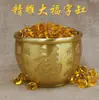 Jarra de Arroz de Latón para la Prosperidad y la Riqueza, Atrayendo las Cinco Bendiciones, Cuenco del Tesoro que Atrae la Riqueza, Artesanía para Decoración del Hogar, Jarra de Cien Bendiciones de Alta Gama