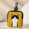 Cartera para Monedas con Estampado de Gato Amarillo Pequeño Cuero Artificial Impermeable Imitación de Cuero Bolsa de Almacenamiento con Cremallera Multifuncional Mini Bolsa para Auriculares
