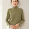 Nuevo Suéter de Cachemir Otoño e Invierno para Mujer Cuello Alto Medio Grueso Color Sólido Top Holgado Moda Versátil Camisa de Punto Básica