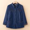 Camisa de Algodón de Primavera y Otoño para Mamá Abrigo de Jeans para Mujeres de Mediana Edad y Mayores Nuevo Abrigo de Otoño de Estilo Occidental de Manga Larga para Personas Mayores