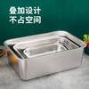 Bacia quadrada de aço inoxidável engrossada e aprofundada, prato para cozinhar arroz no vapor com tampa, prato quadrado de aço inoxidável, grande bacia de areia para gatos de aço inoxidável
