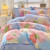 Sábanas de verano de cuatro piezas cepilladas y gruesas de categoría A para bebés y niños, funda de edredón de algodón lavado, juego de cama de tres piezas al por mayor