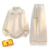 Conjunto de Dos Piezas Nuevo para Hombre 2025 con Sudadera de Cuello Solapa, Sudadera Casual Holgada de Falso Dos Piezas y Conjunto de Pantalones de Chándal