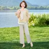 Elegante Conjunto de Dos Piezas de Camisa para el Día de la Madre, Nueva Camisa Estilo Chino de Verano 2026, Atuendo Versátil para Mujeres de Mediana Edad y Mayores
