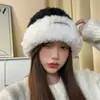 Novo Chapéu de Pelúcia Fofo de Inverno Proteção de Orelha de Tricô Quente Afina o Rosto Pequeno Chapéu Quente Circunferência da Cabeça Grande Macio Tendência Gorro Slouchy
