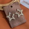 Pendientes de botón de estrella de diamante brillante Aguja de plata de ley S925 Lujo ligero Moda Alto sentido de gama Temperamento Zirconia Microincrustada Pendientes de aguja de plata