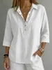 Sitio independiente de Amazon transfronterizo europeo y americano 2026 verano nuevo camisa de mujer holgada y cómoda de cuello camisero color liso