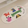 Alfombrilla de Piso de Barro Diatómico con Cachorro de Dibujos Animados para Puerta de Baño Absorbente Antideslizante Resistente a la Suciedad Felpudo para Inodoro Secado Rápido Fácil Cuidado Cojín
