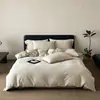 Novo conjunto de cama de luxo e alta qualidade, espesso, 100% algodão acetinado, com quatro peças: lençol de cima, lençol com elástico e fronhas