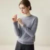 Suéter de punto de cuello redondo de alta gama listo para usar, corte ajustado y adelgazante, suéter de punto liso para mujer, nuevo modelo otoño/invierno 2026, 100% cachemira