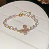 Pulsera de moda con cuentas de circonita y perlas, lujo ligero, elegancia de alta gama, joyería de diseño versátil y única