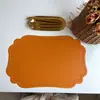 Jogos Americanos de Couro Personalizados Estilo Europeu Estilo Francês Formato Irregular Tapetes Termoisolantes Impermeáveis a Líquidos e Óleo Jogos Americanos para Mesa de Jantar Ocidental Tapetes de Decoração para Casa