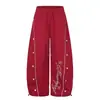 Pantalones de chándal unisex estilo americano con estampado de huella de pata de perro y estampado de letras, pierna curva, colección de otoño 2026, corte holgado, pierna ancha, pantalones casuales