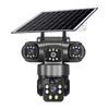 Cámara Solar 4G Real de Tres Lentes y Tres Imágenes Panorámica de 360 Grados HD Visión Nocturna Monitoreo Inalámbrico WiFi