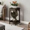 Suporte de Flores Coluna de Madeira Maciça, Suporte de Flores Estilo Chinês para Varanda, Uso Doméstico, Estante de Chão para Sala de Estar Interna, Adequado para Suculentas e Plantas Verdes