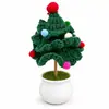 Hilo Tejido a Mano Árbol de Navidad Planta en Maceta Decoración de Escritorio Regalo de Navidad Planta en Maceta Simulación Planta Verde Tejida Planta en Maceta