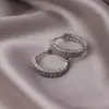 Exquisitos y Compactos Pendientes de Aro de Circonita para Mujer, Pendientes de Diseño de Lujo Ligero y de Gama Alta, Aros Elegantes para Caras Cuadradas y Redondas