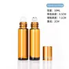 Botella de Aceite Esencial Marrón al por Mayor de 10 ml, Botella de Cosméticos Elegante, Botella de Muestra de Perfume, Botella Pequeña Vacía de Vidrio con Ruedita