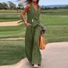 Em Estoque Europeu e Americano Transfronteiriço 2026 Novo Conjunto Casual de Moda Cor Sólida Colete e Calça Patchwork Conjunto de Duas Peças