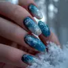 Unhas de Ballet Médias de Natal Floco de Neve Azul Série de Natal Adesivos de Unhas Postiças Moda Europeia e Americana Manicure Mais Vendida