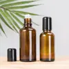 Botella Rodante de Vidrio Marrón Opaco para Aceite Esencial con Bola de Acero Rodante 30ml 50ml Botella Cosmética Dispensadora de Líquido Esencial