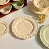 Plato Plato para Comedor en Casa Platos Gama Alta Estilo Ins Crema Vajilla de Cerámica Plato Plato para Desayuno Plato para Fruta Postre