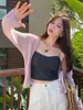 Cárdigan de Punto Morado Protector Solar para Mujer, Nuevo Abrigo Exterior Corto Delgado Holgado Primavera/Verano 2026