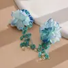 Brincos de Rede de Cristal Florido Doce Transfronteiriços Europeus e Americanos, Luxo Leve, High-End, Brincos Elegantes, Acessórios de Orelha Frescos e Super Feéricos