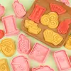 Moldes para Galletas 3D Serie Año Nuevo, Moldes Realistas para Galletas DIY con Diseño de Prensa Tridimensional, Materiales Seguros, Fáciles de Limpiar