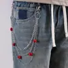 Nova Corrente para Calça da Amazon, Corrente da Moda com Pingente de Coração Vermelho Pequeno em Camadas, Acessórios Versáteis e Personalizados para Corrente de Calça