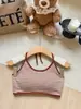 6277 Verão Novo Estilo Menina Apimentada Listrado Amarração no Pescoço Halter Top Tubo para Mulheres com Bojo, Ajuste ao Corpo Roupa Íntima Sem Costas Top