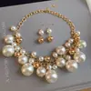 Collar de perlas en capas con cuentas transfronterizo europeo y americano, cadena para la clavícula estilo fiesta vintage, lujo ligero, accesorio versátil de alta gama para mujer