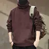 Sudadera de Punto Retro Americana de Cuello Alto Pesada para Hombre, Estilo Casual Holgado de Otoño, Ropa Exterior Fresca y Moderna