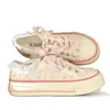 Zapatos planos de lona de caña baja 2026 nuevo estilo pastoral primavera-verano zapatos casuales florales zapatillas coreanas con ribete de encaje