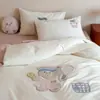 Juego de cuatro piezas estilo caricatura, fresco y sencillo, 100% algodón de fibra larga, sábana y funda de edredón 100% algodón puro, ropa de cama para niños