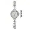 Relógio feminino, moda de nicho com incrustação de diamantes, redondo, totalmente cravejado de diamantes, pulseira retrátil feminina, relógio de quartzo