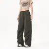 Pantalones casuales Dopamine para mujer, verano exterior seda de hielo secado rápido para pareja, pierna recta, ajuste slim, versátiles, tipo paracaidista, largos, modernos