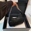 Bolsas Femininas Transfronteiriças 2026 Novo Estilo Bolsa de Ombro Bolsa Baguete com Padrão de Cobra Perolado Bolsa de Ombro Cruzada Bolsa de Mão Texturizada