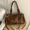 Bolso de Hombro Único para Mujer Estilo Motociclista Transfronterizo Bolso Boston de Cuero Suave a la Moda Bolso Tote de Gran Capacidad Bolso Cruzado Retro Bolso para Mujer