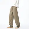 Pantalones de trabajo de estilo americano con dobladillo curvo, nuevo modelo otoño 2026, pierna recta holgada de moda con cordón, pierna ancha, cómodos pantalones casuales para hombre