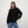 Suéter Pulóver de Cuello Redondo Transfronterizo Estilo Europeo y Americano Otoño e Invierno 2025 Nuevo Suéter de Punto Hueco con Mangas de Linterna Suéter Holgado Casual