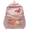 Mochila Escolar Estilo Ins Era Estudiantes de Preparatoria Simple Versátil Ultraligera Gran Capacidad Mochila Ligera Bola de Pelo