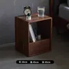 Gabinete de Celosía de Madera Maciza de Combinación Libre Nogal Negro Esquina Redondeada Librero Mesa Lateral Minimalista Moderna Sala de Estar Mesa de Noche Dormitorio