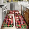 Felpudo de decoración navideña transfronterizo, alfombrilla de cocina de terciopelo de cristal, absorbente de agua y aceite, antimanchas, alfombra de fácil cuidado