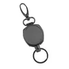 Chaveiro redondo metálico retrátil para exterior anti-perda anti-roubo fivela de oliva fivela de pendurar com cordão retrátil