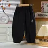 Pantalones deportivos de algodón para niñas, primavera y otoño, suaves y elásticos, de cintura alta, no apretados, corte holgado, estilo jogger, pantalones deportivos casuales para niños y niñas