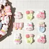 Lindo Conejito Rosa y Blanco Dibujo Animado Accesorios de Pegamento en Crema Hebilla para Zapatos con Agujero Material Accesorios de Resina Joyería DIY Pinza para el Cabello